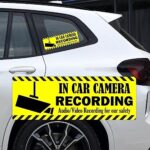 Camera Audio Video Recording Window Cars Stickers 2×6 Inch in Car Camera Recording Labels Cam On Board Video Sign for Car Window Bumper Safety 4 PCS (Yellow)