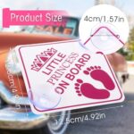 Amabro Little Princess on Board Car Warning Signs, 2pcs 5″ x 5” Safety Warning Car Bumper Sticker Double Suction Cups Safety Sign Car Sticker Decal Reusable Baby in Car Sticker, Pink