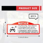 Pleoos 8 Pieces Double Sided in Car Camera Audio Video Recording Window Vinyl Stickers, (9 x 3.5 cm) Camera Audio Video Recording Sign Waterproof Double Sided Vinyl Waterproof Stickers