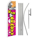 Hair & Beauty Swooper Advertising Flag & Pole Kit – Perfect for Beauty Supply Stores, Salons, Barber Shops, Nail Salons