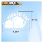 2PCS Kids in Car Sticker Decal, Baby on Board Car Decal, Baby on Board Sign for Car Safety Driving, Kids in Car Funny Vinyl Decal for Car Windows and Bumpers (White)