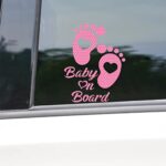 Dreothy 2pcs Footprint Baby on Board Sign Reflective Stickers, High Reflective Baby Safety Warning Vinyl Stickers for Cars Window Body Bumper Stickers,6.1×7.87 inch