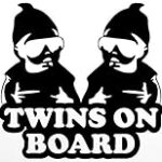 Twins On Board Decal Vinyl Sticker|Cars Trucks Vans Walls Laptop| Black|5.5 x 5.2 in|DUC543
