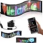 SOULGIRL Programmable Led Sign, 19”x5” Pre-Made Animations & Text Led Car Sign, Bluetooth APP Control Flexible Led Matrix Panel,Custom,Graffiti Scrolling Led Sign for Car Store Holiday