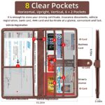 XROZRK Car Registration and Insurance Holder Glove Box Folder-Premium PU Leather Car Document Wallet Driver’s License, Cards and Other Essentials (Red Brown)
