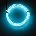 Searik LED Neon Light, 16.4ft/5m Portable EL Wire Glowing Rope Lights LED Strips with Battery Controller for Halloween Decorations Party Favor Festival DIY Car Clothes Decor (Light Blue)