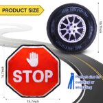 2 Pcs Racing Room Pillow Decorations Set 15.7 Inch Big Creative 3D Simulation Wheel Pillow Funny Traffic Cone Traffic Light and Stop Sign Plush Pillow Soft Car Tire Pillow for Kid Room (Stop Sign)