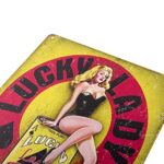ERLOOD Lucky Lady Motor Oil Gas Service Garage Dealer Pin up Girl Retro Vintage Decor Tin Sign 12 X 8