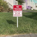 Lucidhisun No Trucks Sign Cars Only On This Driveway Yard Sign with Stakes 8×12in, Sturdy Aluminum Yard Signs Rust Free, No Big Trucks Sign, No Truck Parking Signs, No Trucks Allowed Sign