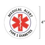 Diabetes Type 1 Medical Alert Vinyl Stickers (Pack of 2) Reflective Decals, for Wheelchairs, Windows, Car Bumpers, Indoor and Outdoor Use