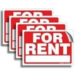 For Rent Sign Pack of 4 Pcs 10 x 7 In. Cars Trucks Indoor and Outdoor Signage Garage Advertising Commercial Business in Stores Garage Booths | Premium Vinyl Self-Adhesive Stickers, Satin Laminated, Weather, Scratch, Water, UV and Fade Resistance, Safety Warning, Indoor and Outdoor
