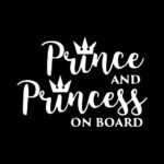 Dreothy 2Pack Prince and Princess on Board Bumper Sticker,Funny Baby on Board Sign Safety Decals Vinyl Stickers for Cars Body Door Decor Truck Motorcycle Waterproof Letter Stickers 5.9×4.05inch