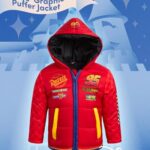 Disney Boys’ Puffer Jacket – Cozy Full Zip Up Hooded Mickey Mouse, Cars and Buzz Lightyear Jackets for Boys (Sizes 2T-7), Size 5-6, Cars Red