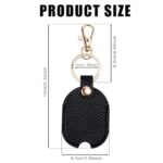 NQEUEPN Leather Car Key Sleeve, Broken Car Key Loop Replacement Pu Leather Keychain Protector with Iron Key Ring Auto House Key Cover for Men and Women (Black, Gold)