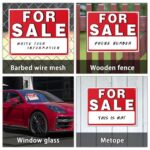 For Sale Sign Car – 4 Pack – 14″x10″ Double-Sided For Sale Signs for Vehicles – No Glue Residue on Cars Vehicles Windows – Reusable Large Car For Sale Sign for Business – 20 Adhesive Pad