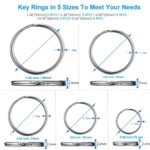 YHYZ Split Key Ring Circle Assorted, Metal Keyring Durable in 5 Sizes (Small 1/2 inch, 3/4 inch,1 inch, 1.25 inch, Large 1.38 inch), for Dog Pet Collar DIY Tag Jewelry Car Key (Sliver, Alloy Steel)