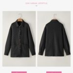 Dokotoo Spring Outfits Women 2025 Fashion Casual Quilted Jackets for Women Button Down Boyfriend Collared Long Sleeve Shirts Oversized Jacket Coats Outwear Black Shackets for Womens Clothing M