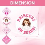 Pack 4 Pcs Princess On Board Sticker for Cars Trucks Walls Kids Girls Vehicle Safety Warning Sign Baby Bumper Stickers Reusable Removable Vinyl Decals Car Exterior Accessories