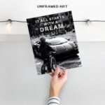 Inspiration Office Wall Decor for Men – Motivational Quotes Man cave Sign – Posters for Men – Manly Wall Decor, Garage Decoration – Success Masculine Art – Race Car Room Print – Sports car Picture