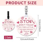 PLIGREAT 2 Pack Pink Heart Stop Touching Baby Signs, Please Don’t Touch Baby Car Seat Signs for Newborn Baby Girl Boy No Kissing Baby Sign for Baby Carriers Stroller Tags with Hanging Strap and Clip