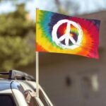 2 Pack Peace Car Flag 12 X 18 inch Double Side Peace Sign Car Window Flags