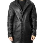 LUSH HIDES Leather Car Coat For Men 3/4 Length Mens Leather Trench Coat – Real Lambskin Long Leather Jacket For Men (US, Alpha, 3X-Large, Regular, Regular, Black)