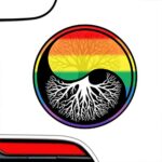 Yin-Yang Tree of Life LGBT Bumper Sticker – LGBTQ Gay Pride Life Rainbow Premium Vinyl Decal 3 x 3 for Car Auto Equality LGBTQIA Coexist Peace Love Flag Sign + Better Than Magnets Sticks Anywhere