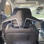 ENGYNC Car Back Seat Headrest Hanger with 2 Car Hooks for Coat, Jacket, Suit, Clothes, Purse, Handbag, Grocery Bags – Multi-Purpose Storage Holder for Car – Black