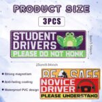 3pcs Student Driver Magnet for Car, New Driver Sign Be Safe Please Understand Do Not Honk Funny Novice Rookie Driver Sticker Waterproof Anti-Fading