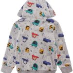 Akyzic Toddler Zip Up Hoodie Toddler Boys Car Hoodies Baby jacket Boys Sweatshirts Excavator Clothes Kids Winter Long Sleeve Hooded Truck Shirts 5t/3054 Gray