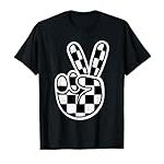 Checkered Peace Sign Race Car Flag Racing Boys Kids Toddler T-Shirt