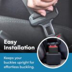Enovoe Seat Belt Buckle Holder 2 Pack – Soft Silicone Buckle Booster for Easy Access – Convenient for Kids & Adults – Easy Installation – Car Seat Buckle Helper – 2.5×1.6×1.7 in (Black)
