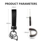 Turcee Leather Car Keychain – Carbon Fiber Interior Key Fob with Anti-Lost D-Ring – Car Accessory Key Ring (Black)