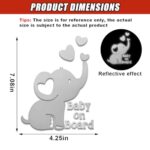 Funny Baby on Board Elephant Car Sticker Decal, Reflective Vinyl Truck Window Decoration Stickers, Adhesive Waterproof Auto Decals for Wall Laptop Bumper (White)