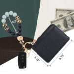 VIQWYIC Wristlet Bracelet Keychain with Wallet for Women, Silicone Beaded Keychain Bangle Car Key Rings Card Holder (Black)