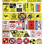 MARSFORCE Public Warning Signs Stickers Set, Waterproof Vinyl Decals for Travel Luggage Suitcase Laptop Water Bottle Skateboard Bike Car Helmet Guitar Scrapbook Phone Pad [50 PCS]