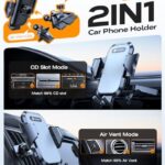 VICSEED Military-Grade Sturdy Car Phone Holder Mount, Upgraded Anti Shake Metal CD Slot & Air Vent Thick Case Friendly Phone Mount for Car Fit for iPhone 16 15 14 Samsung All Phones