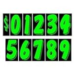 Auto Dealer Supplies 7 1/2 Vinyl Number Decals, Windshield Pricing Stickers, Chartreuse Car Lot Pricing Numbers, 11 Dozen
