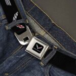 Buckle-Down Seatbelt Belt – CORVETTE/C7 Logo Black/Silver/Red – 1.5″ Wide – 32-52 Inches in Length