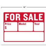 3-Pack Large ‘Car For Sale’ Signs – 16″ x 12″ Weatherproof Plastic with Customizable Space