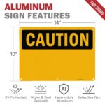 T&R “Caution” Blank Sign – 1 Pack – 14 x 10 Inches Rust Free .040 Aluminum Reflective – UV Protected, Waterproof, Weatherproof and Fade Resistant – 6 Pre-drilled Holes