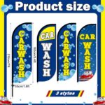 Fanfanwin 3 Pcs Car Wash Sign Car Wash Flags with 7ft Pole Business Feather Flag Banner Vehicle Clean Advertising Flags for Outdoor Business Advertising and Events Publicity