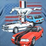 Joe Blow Ford Vintage Fox Body Mustang Flag T-Shirt, Indigo, X-Large