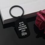 CHENVA Car Keychain Car Lover Gift Stainless Steel Dog Tag Keyring Car Wrangler Accessories Gift for Car Lover (Keys to my awesome jp Keychain Black)