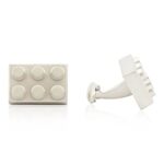 Cuff-Daddy Silver Building Block Cufflinks – Perfect for Travel & Formal Occasions – Silver Stone – Men’s Accessory