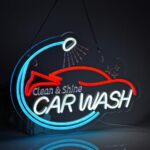 JOMOSPO Car Wash Neon Sign, Car Wash Neon Lights Hanging Wall Art Decoration for Gas Station Facility Detailing Business Service Home Shop/Truck, USB Powered Ultra Bright Dimmable, 16.14×11.8 inches