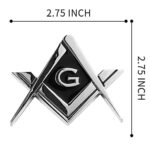 Creatrill 2 Pack 2.75″ Chrome Plated Masonic Car Emblem Mason Square and Compasses Auto Truck Motorcycle Decal Gift Accessories