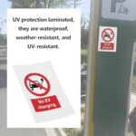 eMagTech 10Pcs Car Charging Warning Sign 160mm x 125mm “No EV Charging” Warning Sign High Gloss Front Surface Waterproof PVC Self Adhesive Sticker