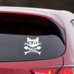 NBFU Pirate Cat Fish Crossbone (White) (Set Of 2) Premium Waterproof Vinyl Decal Stickers For Laptop Phone Accessory Helmet Car Window Bumper Mug Tuber Cup Door Wall Decoration