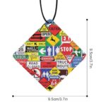 Road Traffic Sign Car Air Freshener Card Hanging Aromatherapy Paper for Rearview Mirror Wardrobe Dorm 1 Pcs Rhombus